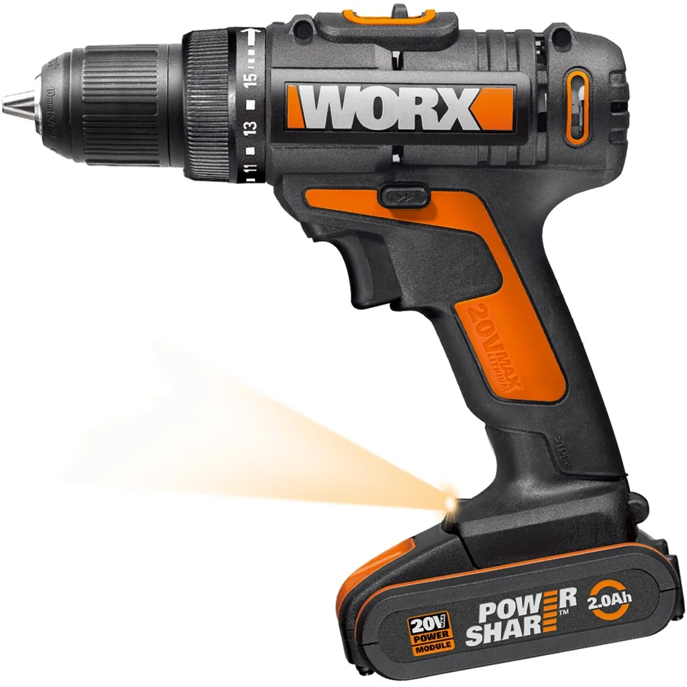 Дрель-шуруповерт аккумуляторная WORX WX101 20В 1.5Ач x2 коробка