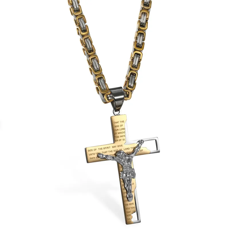 Boniskiss – collier avec pendentif en croix Crucifix jésus pour homme et femme, marque de luxe, couleur noire