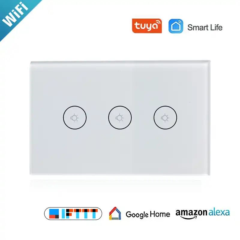 New US/AU Smart Wifi Wall Light Switch 1 2 3 Gang Touch/WiFi/APP Remote