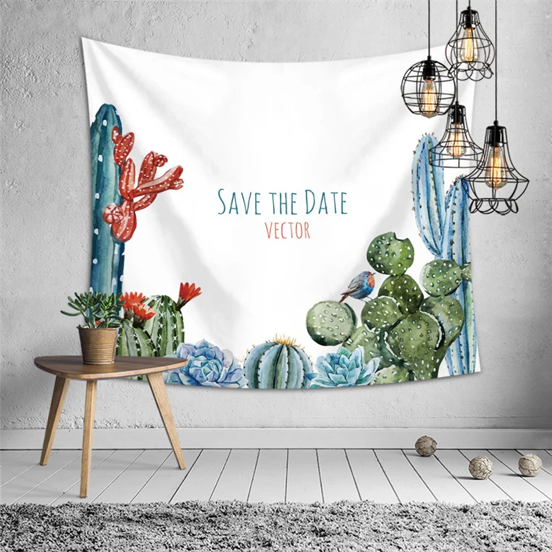 Cactus tapestry wall hanging home decor printing tablecloth bed sheet beach towel for party wedding decoration background