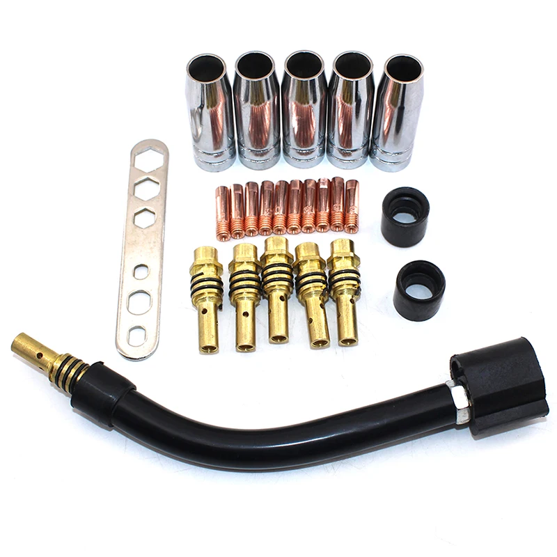 Torch/Gun Consumables Electrode and Shield Cups and Link Rod Tips Goose Neck Bend for MIG Welding Machine