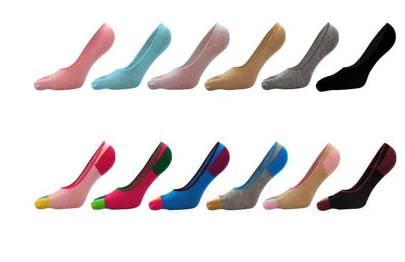 5 пар/лот хлопковые невидимые пять пальцев Носки для женщин и девочек контраст Цвет Подследники и носки без верха прохладный носком Носки