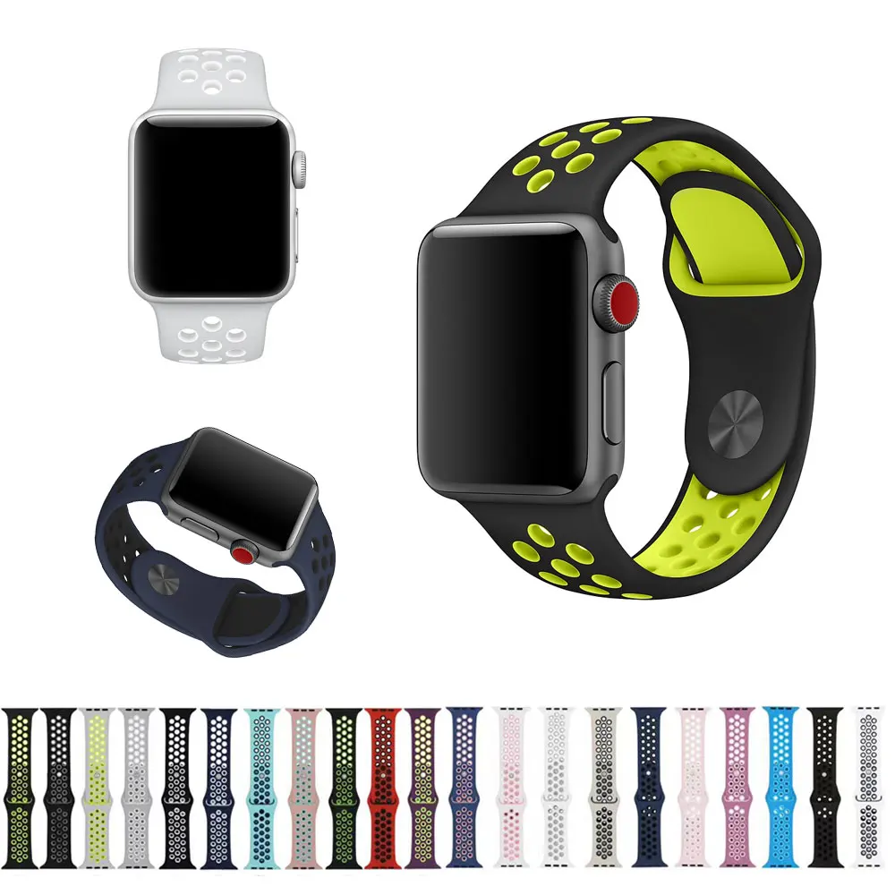 Силиконовый ремешок для Apple Watch Band 44 мм 40 42 38 браслет спортивные наручные часы