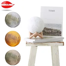 3D принт Лунная лампа ночник 2 цвета Изменение сенсорный выключатель ночные лампы, украшение для дома с деревянным держателем 15 см Расслабляющая заживающая луна