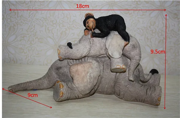 Cute Lifelike Mom and Baby Elephant and Gorilla resin figure toy - size