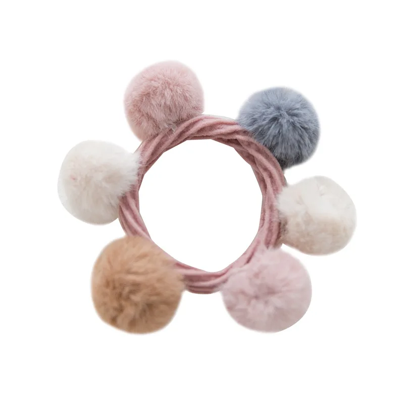Ruoshui Woman Pompom Hair Ties Girls Elastic Hair Band Rubber Band Hair Accessories Gum Rope Cute Scrunchies Ponytail Holder