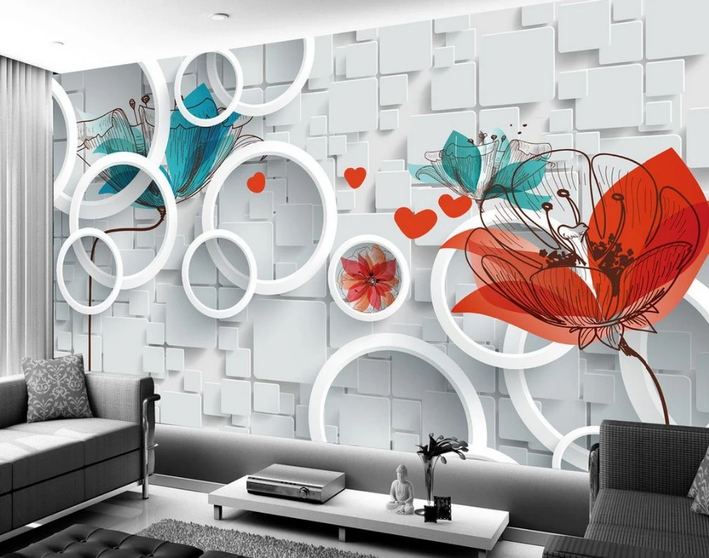 レンガ3d壁紙花3d壁画壁紙リビングルームの3d立体壁紙壁紙レンガの壁 Brick 3d Wallpaper Wallpapers For Living Room3d Wallpaper Aliexpress