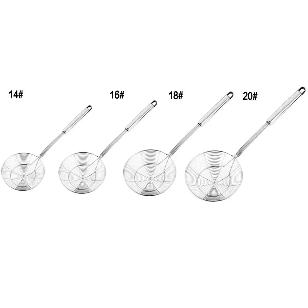 Дуршлаг Из Нержавеющей Стали, фильтр для пасты, инструмент для жарки картофеля фри, нержавеющий фильтр с длинной ручкой, Круглый скиммер, кухонные аксессуары