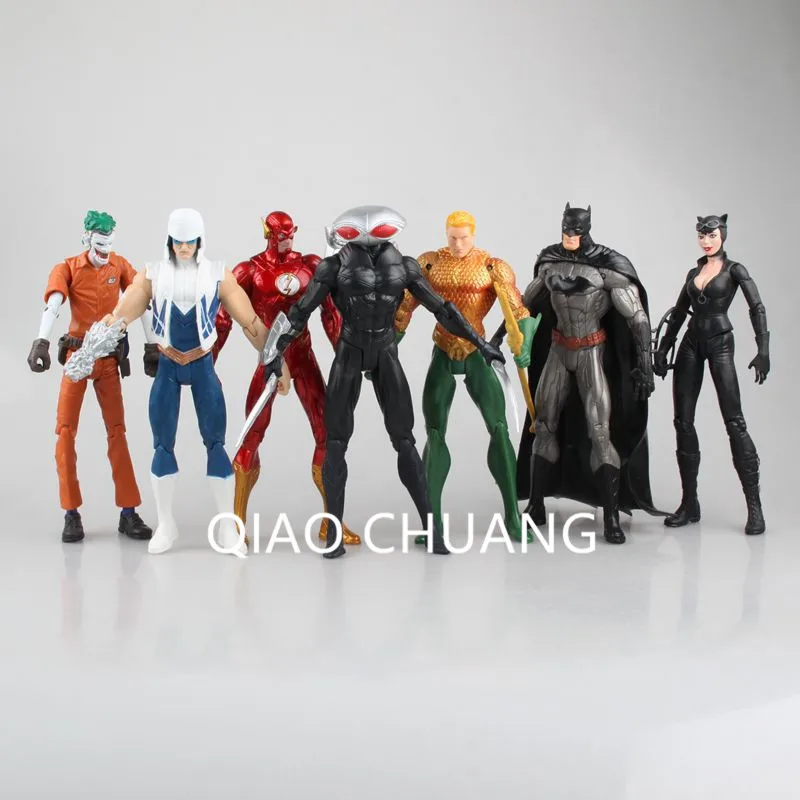 7 Pcs/set Avengers SUPER HERO Universe Batman The Joker Catwoman Wolverine Iron Man Black Manta Action Figure Model Toy G237