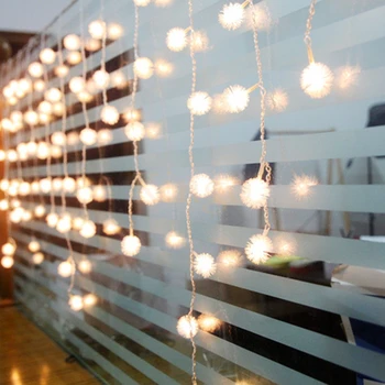 

220V 50m string light Cotton snow ball light shape Christmas New year Party Wedding livingroom Decoration Garland fairy lamp