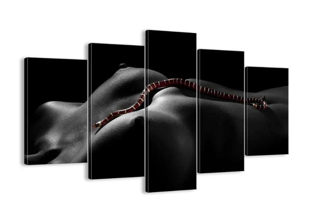 

5 panel man and animal abstract painting cloth printed modern home wall decoration living room picture frame XJDC10-49