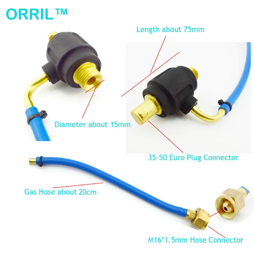 TIG сварочный разъем питания Газовый Шланг Адаптер Евро штекер 35-50 M16* 1,5 фитинг винт гайка