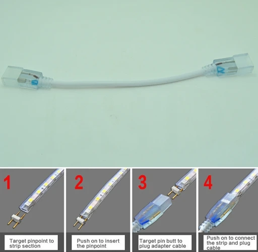 

Led Strip Connector with Couple 2 Pin Connectors for 8mm Width PCB High Voltage 220V 5050 Single Color Led Strip 240mm Length