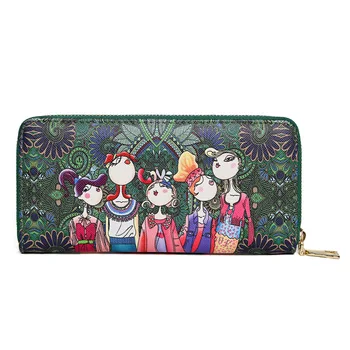 

112518 new hot women cartoon printing long design zipper day clutches wallet lady hand bag