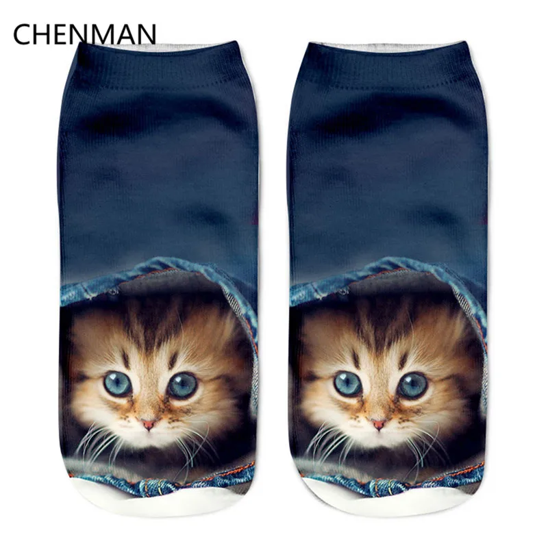 Chenman 3D печатных Носки для девочек мультфильм Повседневное короткие носки Для