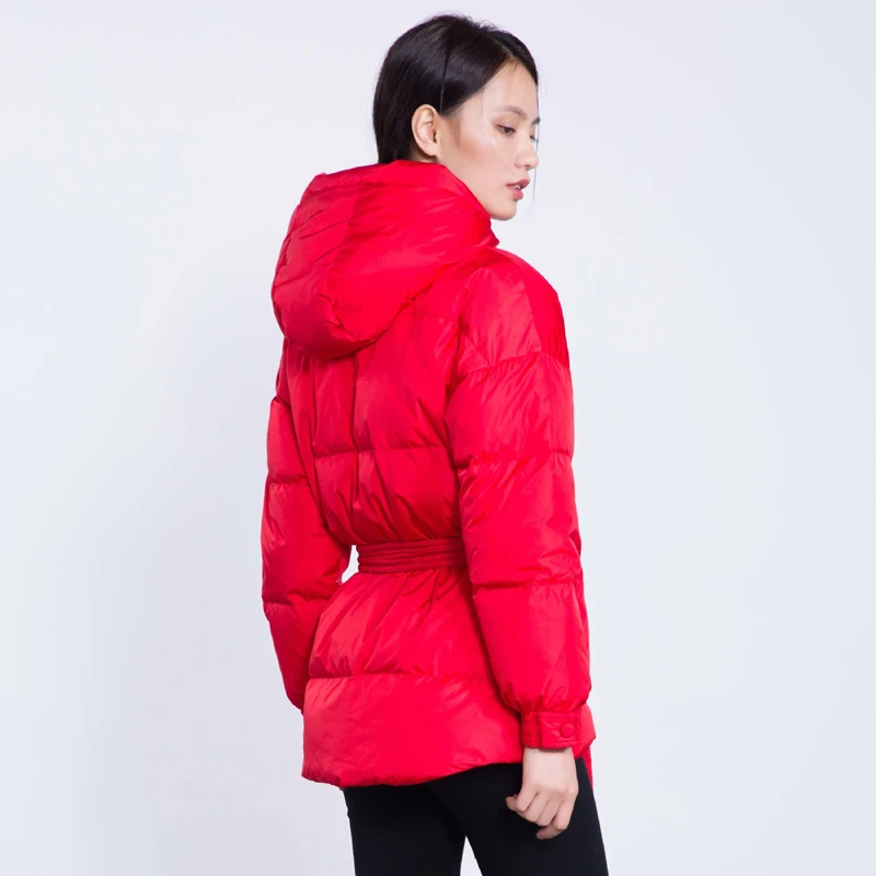 Capuchon Mince Ceintures Élégant Marque Épais Femme Canard 2018 Hiver Femmes Ao600 blanc Chaud rouge Manteaux De Noir Blanc 90 Duvet Automne Veste Solide À HrnHTaq