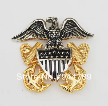 

WW2 US NAVY OFFICERS HAT METAL BADGE-33004