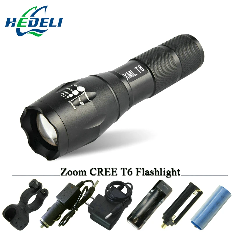 led Flashlight LED CREE XM L T6 Torch lanterna Zoomable Waterproof Hand Light 3000 lumens AAA