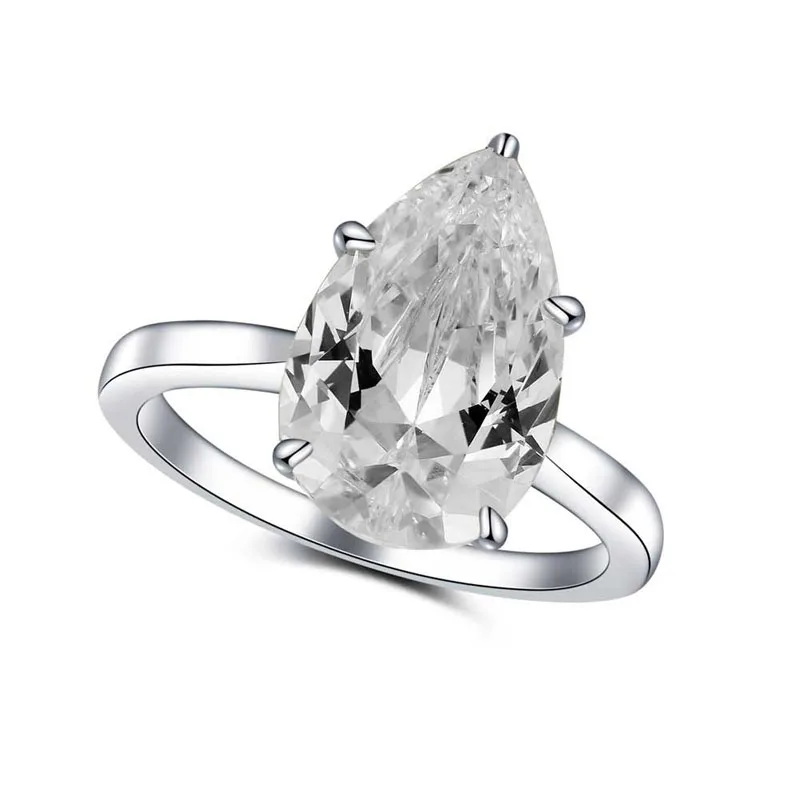 COLORFISH Классическая Груша Форма Пасьянс свадебное кольцо подлинное серебро 925 пробы 4 карата ювелирные изделия для женщин обручальное кольцо