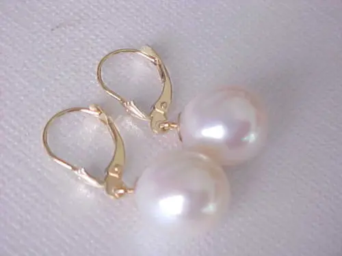 

free shipiing 10-12 MM AAA++ SOUTH SEA WHITE PEARL DANGLE EARRING YELLOW 925silver