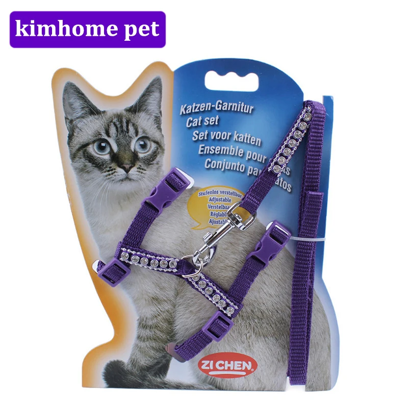 278 26 De Réduction120 Cm Solide Pet Laisses Chat Chiens Harnais Imprimer De Base Laisses Chat Strass Tête Colliers Chiot Chat De Base Licou