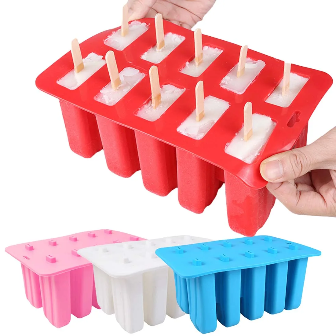 Ice Cream Cube Maker Lolly Mould Tray Pan Kitchen Frozen Ice Cube Molds