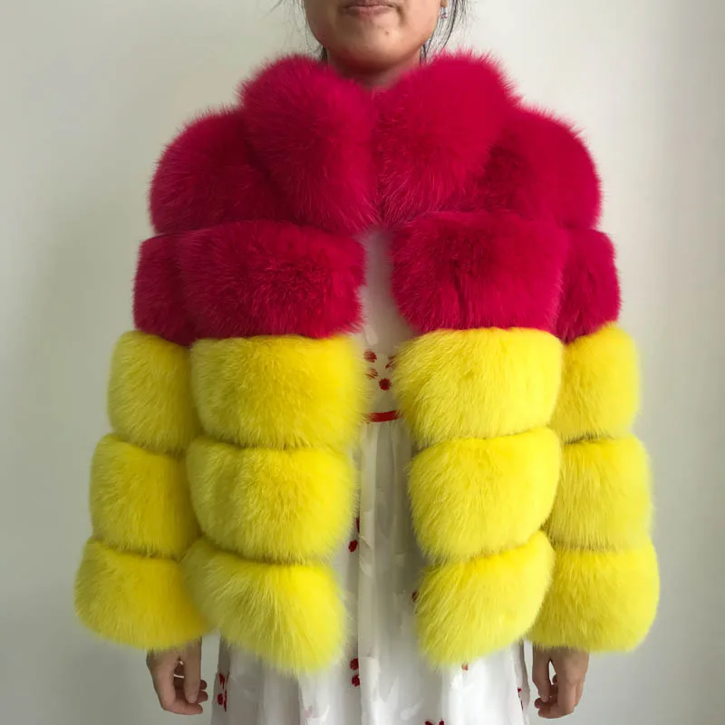 Women's Real Fox Fur Winter Coat - Thick Warm Stand Collar Fur Jacket Fashion Outerwear image 4
