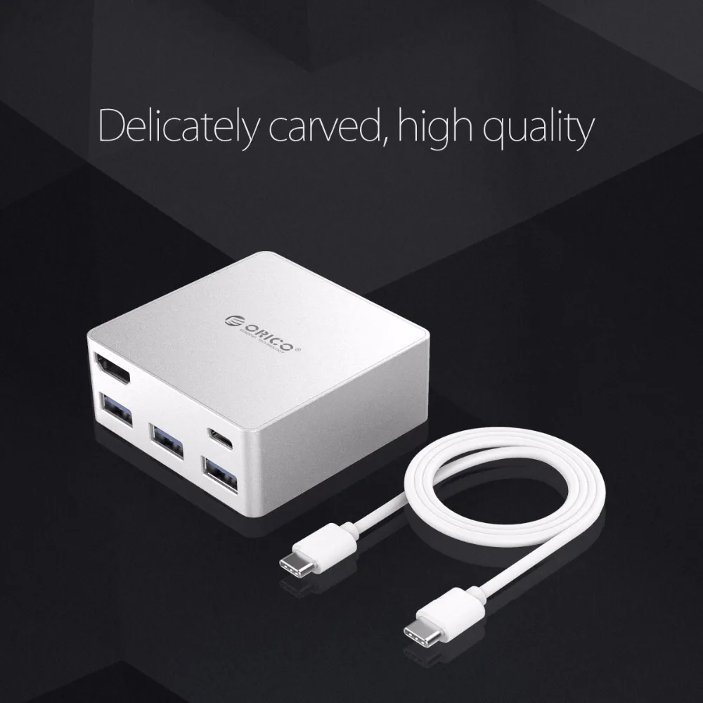 ORICO CDHU3 type-C концентратор USB3.0 HDMI алюминиевая мини-Док-станция PD функция для MacBook Pro-серебро