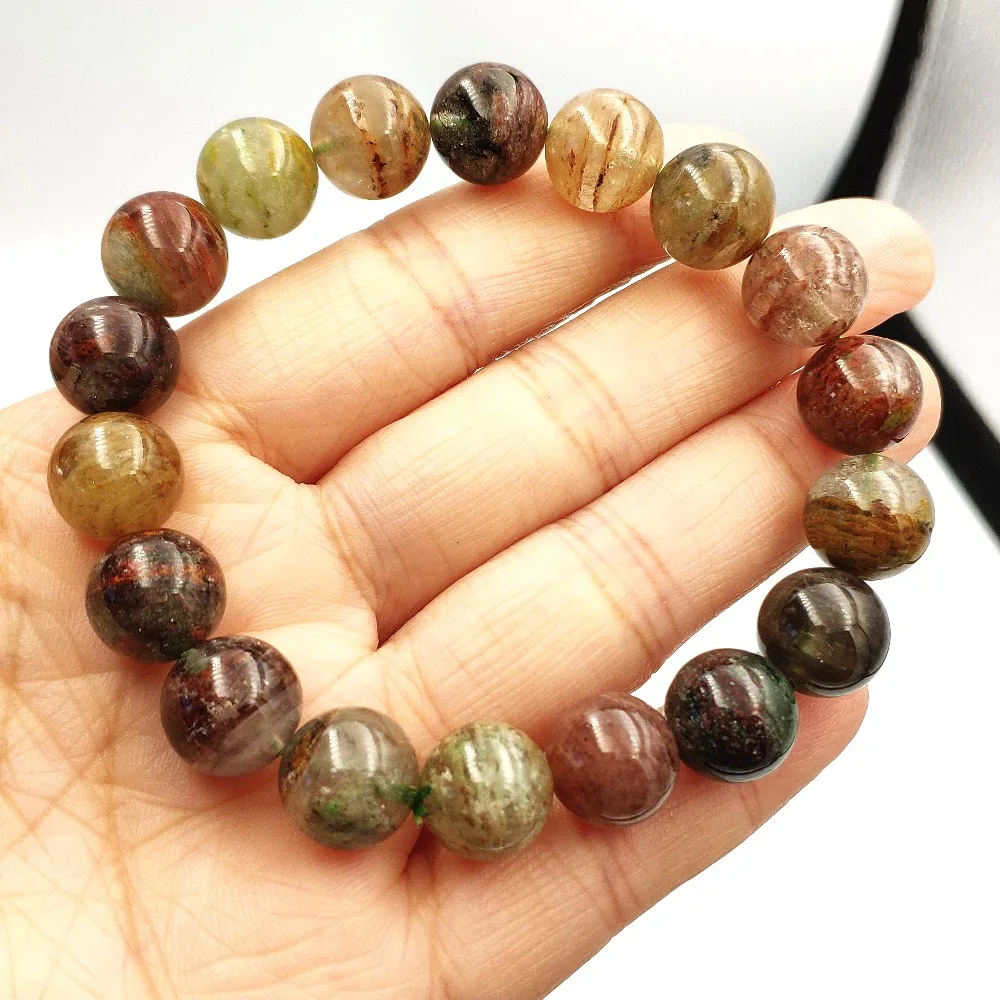 

100% Natural Colorful Phantom Quartz Round Beads Bracelet Women Gift 11mm Gemstone Stretch Crystal Fashion Bracelets AAAAA