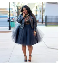 Женские тюлевые юбки размера плюс,, на заказ, длиной до колена, юбки-пачки, три слоя тюля, одна подкладка для полных женщин