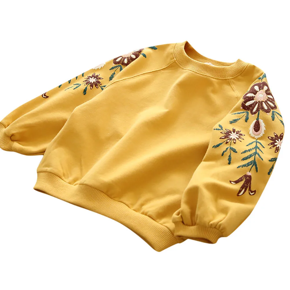 Пуловер с цветочным рисунком для маленьких девочек; Детский свитер; топы; сезон весна-осень; худи для подростков; Одежда для маленьких девочек; Прямая поставка