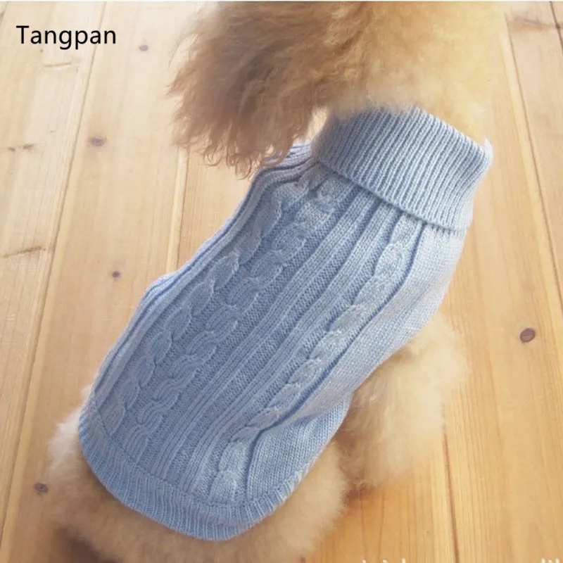 Tangpan теплая шерсть Blend Turtleneck классический соломенная-веревка собака свитер Щенок Одежда - Цвет: Blue