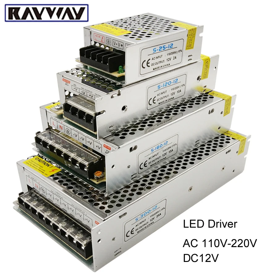 

Led Driver Power Supply Unit 1A 2A 3A 5A 10A 20A 30A AC110V-220V to DC12V Transformer Adapter 60W 120W 240W For LED Strip Light