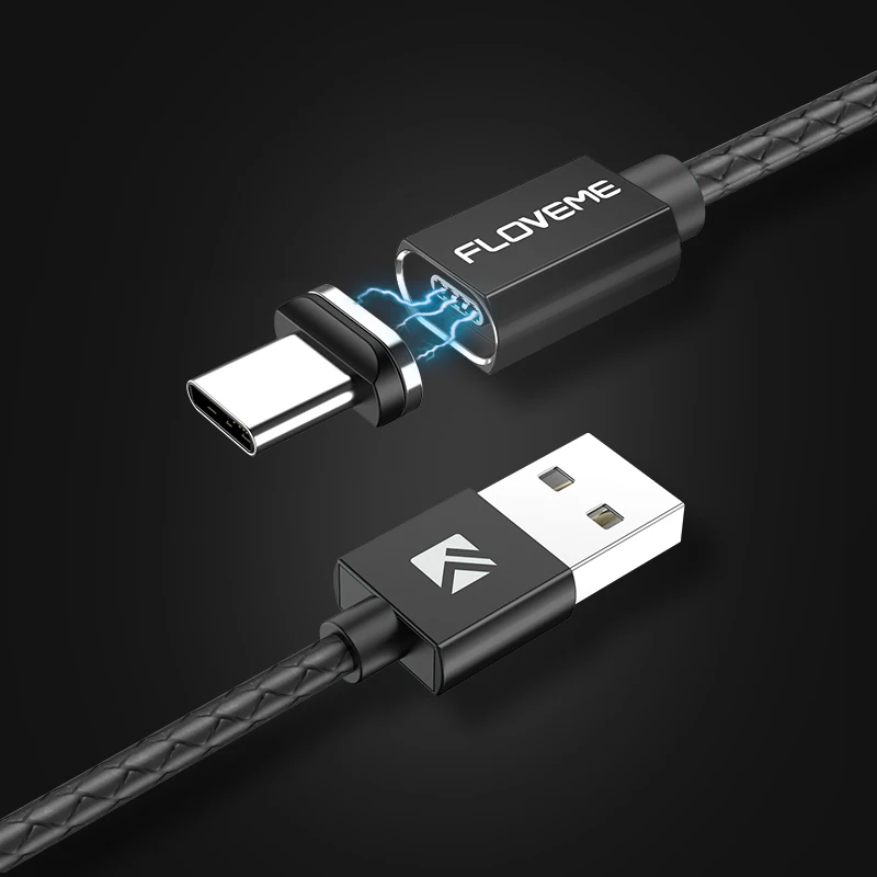 Black Type C Магнитный кабель FLOVEME 3A для Xiaomi Redmi Note 7, кабель usb type-C, быстрая зарядка для samsung S9 S10 Plus, зарядное устройство для телефона, usb-кабель - Цвет: Black Type C
