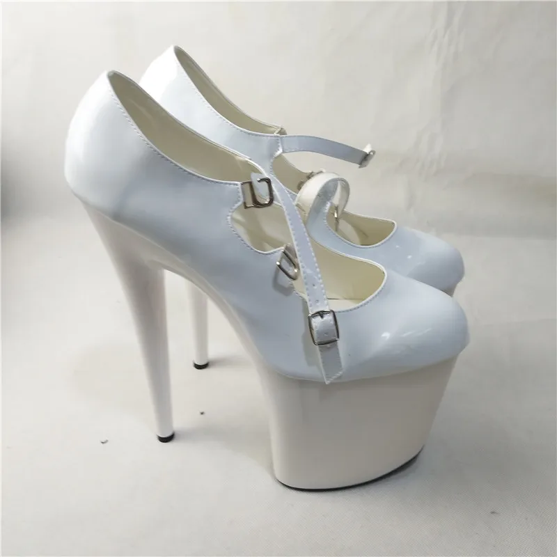 Pure black allure super black belt buckle ultra ultra high heel shoes, 20cm women's Dance Shoes