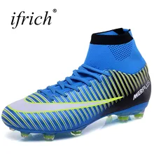 Ifrich 2017 High Ankle Football Boots for Men Kids Long Spikes Outdoor Soccer Shoes Men High Ankle Football Boots With Sock