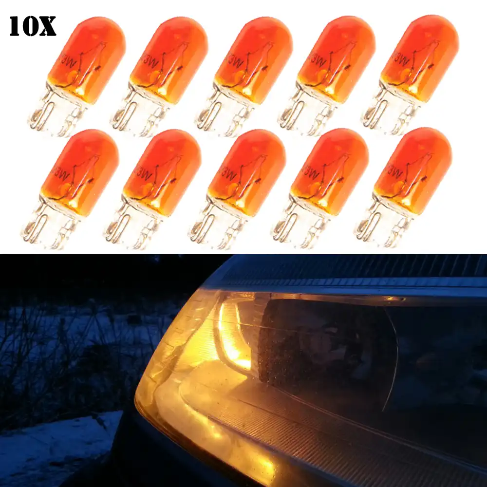 10x T10 Halogen Bulb W5W Amber/Orange 