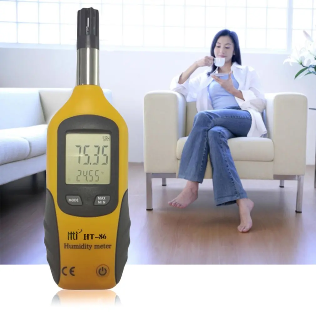 

HT-86 Professional Digital LCD Screen Display Indoor Outdoor Thermometer Hygrometer Temperature Humidity Meter White & Gray