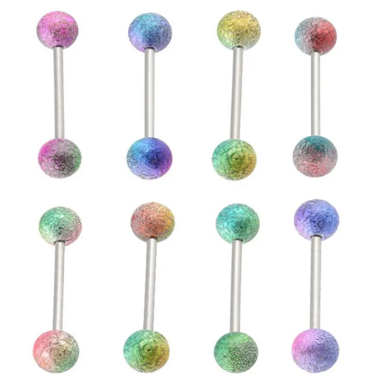 

5PCS 316L Surgical Steel Tongue Piercing Colorful Tongue Rings Straight Barbells Piercing 16mm Tongue Retainer Body Jewelry 14G
