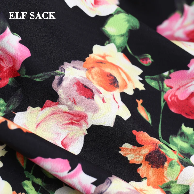 Женская эластичная юбка ELFSACK винтажная уличная до середины икры с цветочным