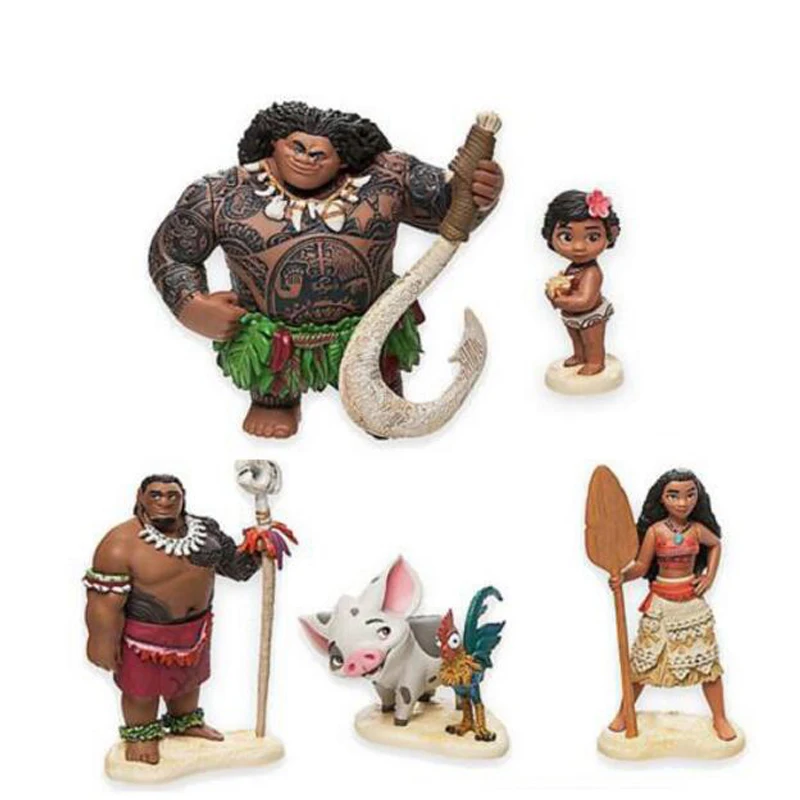 

6pcs/set 6-12cm Moana Princess Maui Chief Tui Tala Heihei Pua Action & Toy Figures