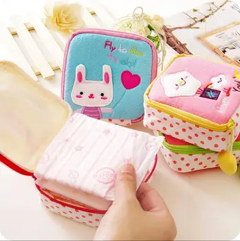 

Cartoon Zipper Sanitary Napkin Storage Organizer Large Capacity Bag 3 Pieces/Lot Cloth Sanitary Napkin Bag