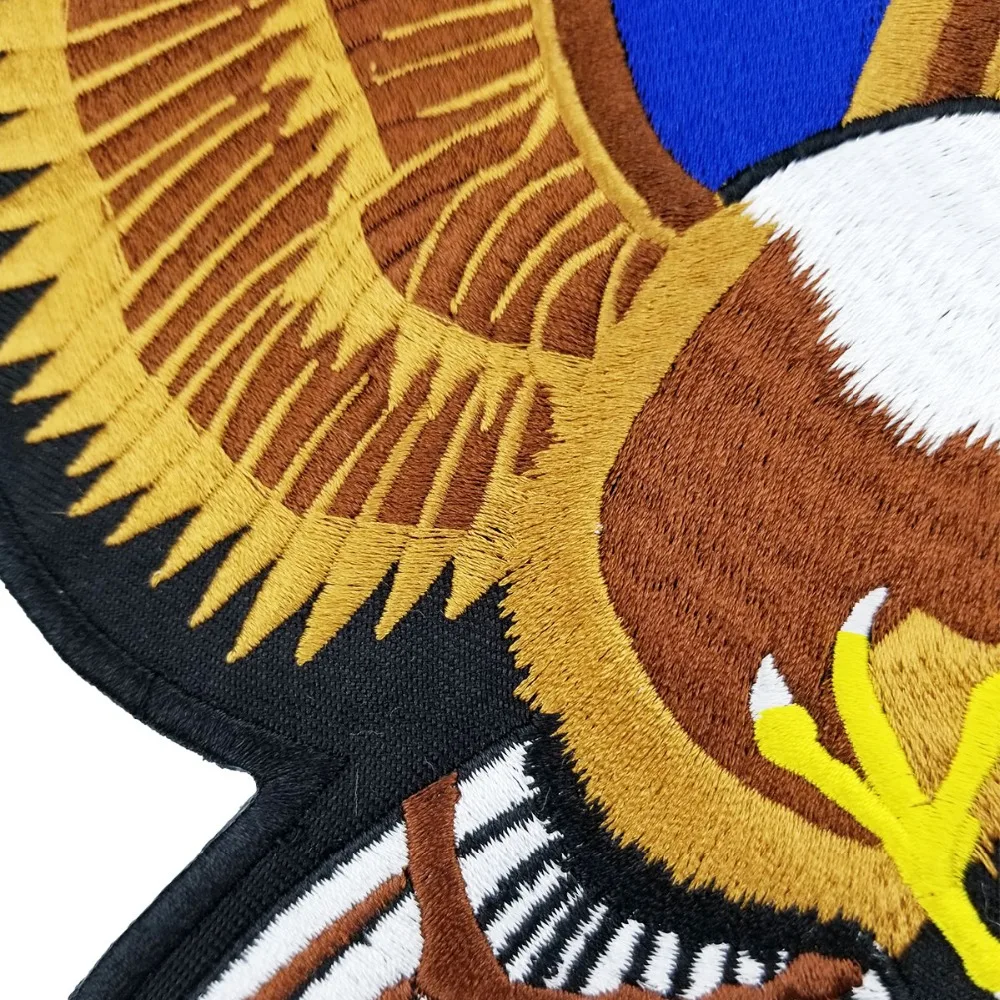 Flag Hawk Embroidered Iron Patches For Clothing High Quality Full Back Design For Biker (3)
