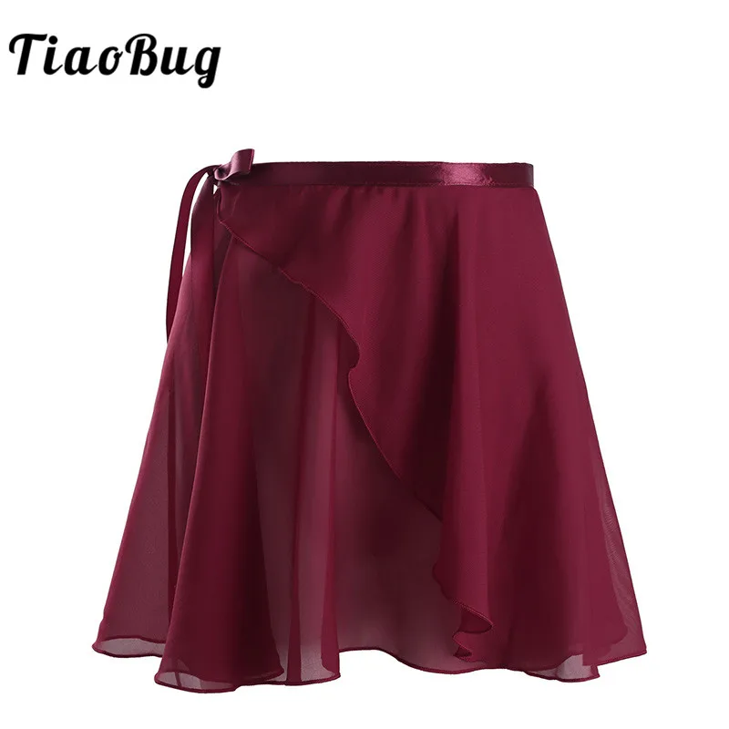 

TiaoBug Women Girls Chiffon Ballet Tutu Wrap Skirt Adult Ladies Professional Ballerina Dance Skirt with Waist Tie Dance Costume