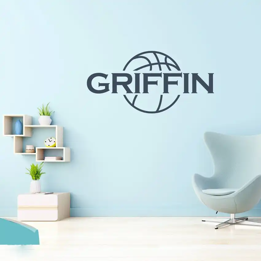 Basketball Custom Name Vinyl Decal Boys Sports Room Bedroom Teen Teenager Child Kid Childrens Wall Art Home Decor Sticker J132