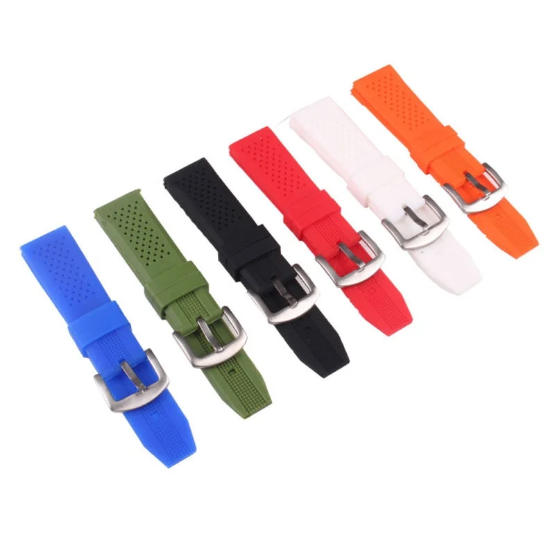

High Quality Silicone Rubber 16mm 18mm 20mm 22mm 24mm Buckle Watch band Wristwatch strap Belt