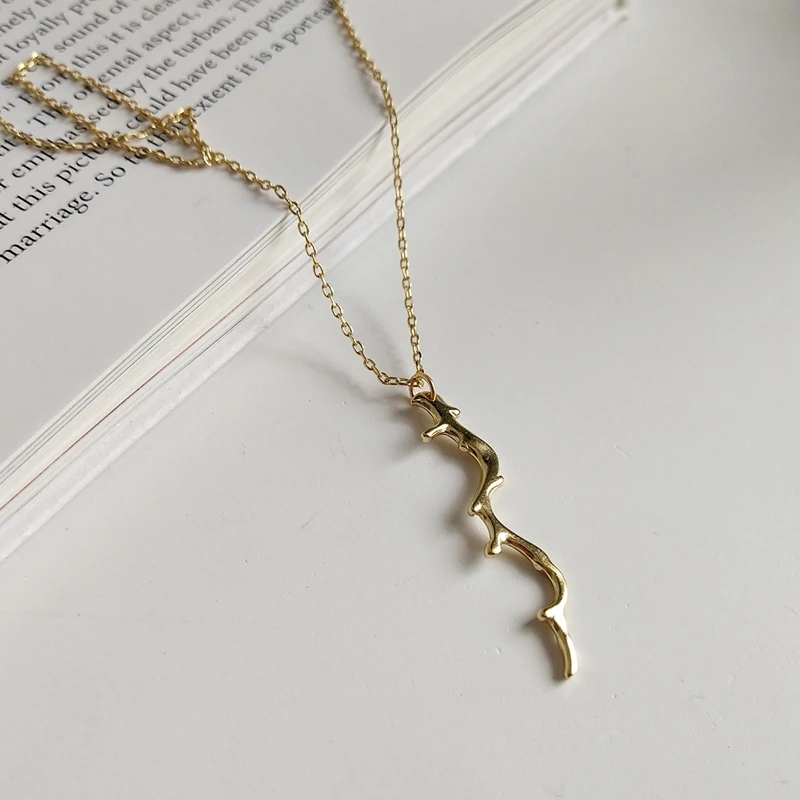 

LouLeur 925 sterling silver art tree branch pendant necklace gold simple elegant exquisite necklace for women jewelry for charm
