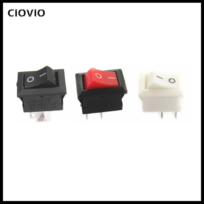 

10Pcs Push Button Switch 10x15mm SPST 2Pin 3A 250V KCD11 Snap-in On/Off Boat Rocker Switch 10MM*15MM Black Red and White