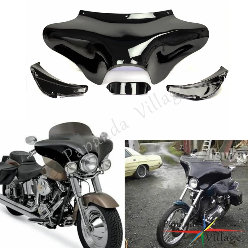 Papanda черный Передний Внешний Batwing Верхний обтекатель для Harley Electra Street Glide Road King Dyna Fat Bob FXDF FLHR