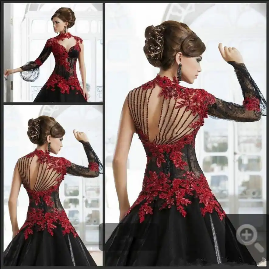 black and red gothic wedding dresses